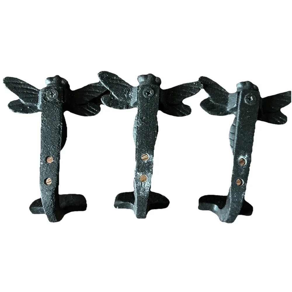 Bee Wall Hook Iron Cabincore Cicada Dragonfly Hanging Farmhouse Rustic Lot Of 3